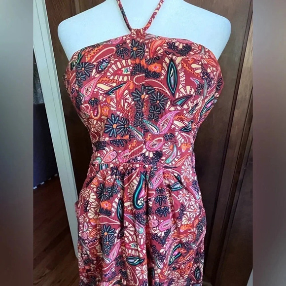 House of Harlow 1960 Revolve Paisley Cotton Halter Maxi Dress Women Size M - Picture 4 of 13
